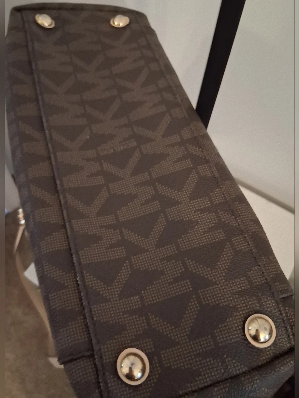 Michael Kors Brown & Tan Signature Leather Tote With Tan Leather Straps - Picture 8 of 10